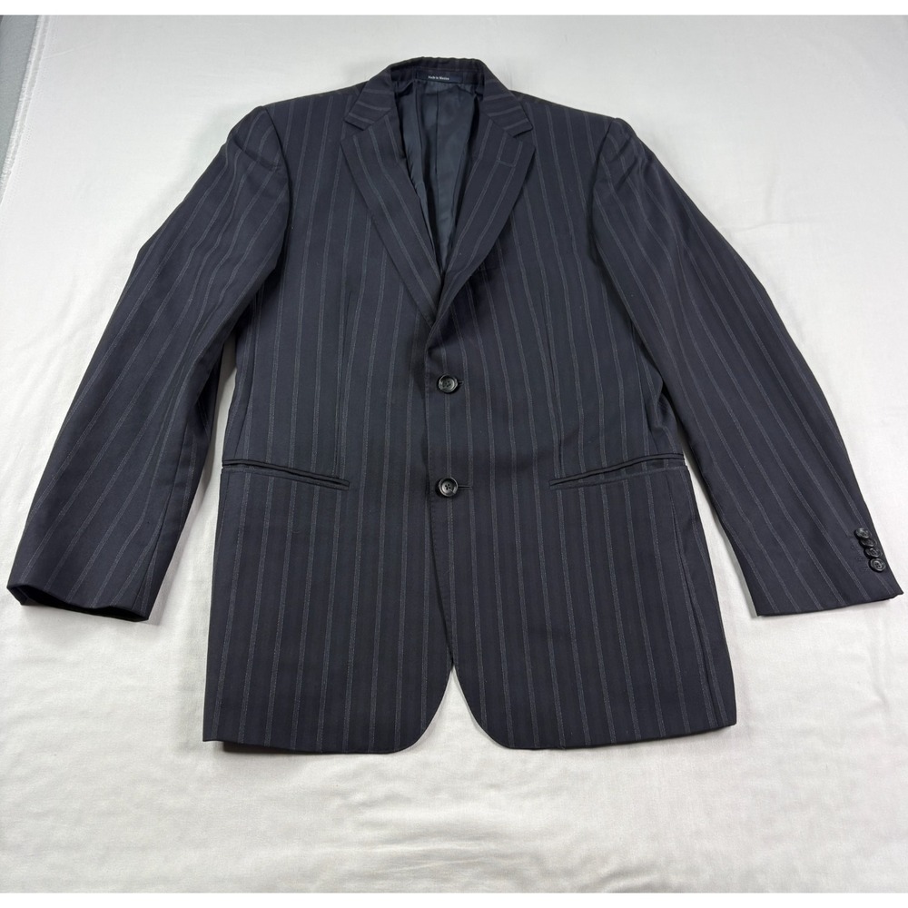 Z Zegna Blazer Mens Size 48R Black Striped Jacket Structured Rayon